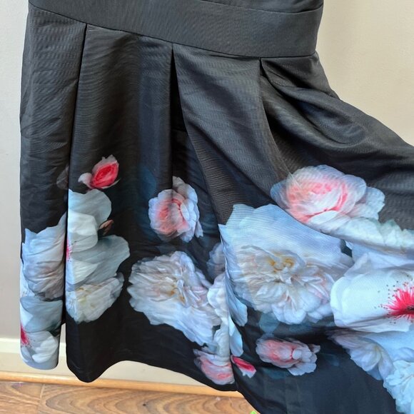 Ted Baker London black floral Jelina Chelsea Skater dress- Sz. 1 (US 4) - Picture 2 of 6